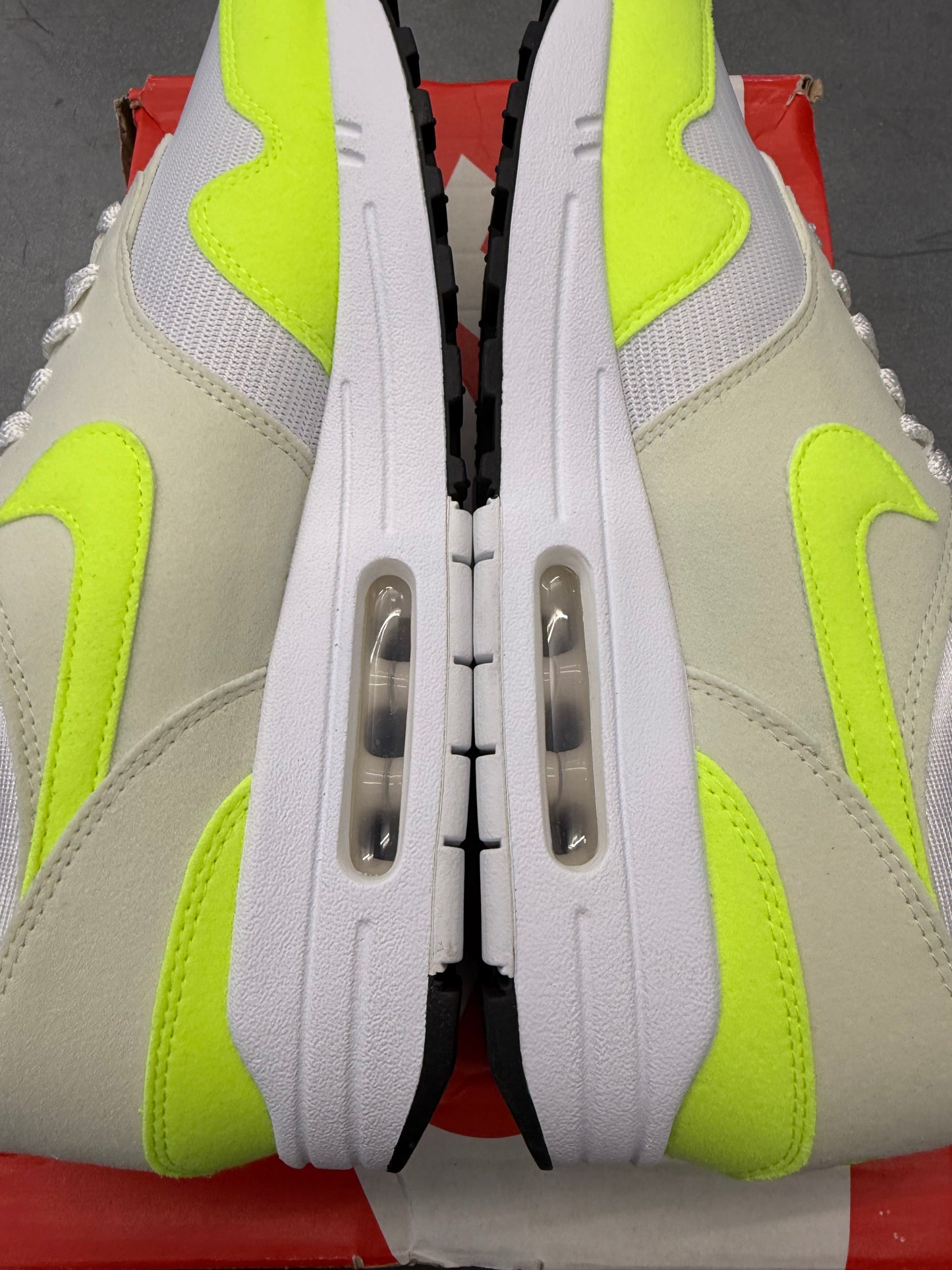 2023 SIZE 11 WOMENS NIKE AIR MAX 1 '87 - VOLT SUEDE (NEW WITH BOX)