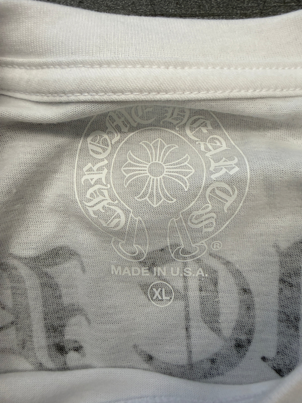 CHROME HEARTS U.S.A. LONG SLEEVE POCKET TEE - WHITE/BLACK