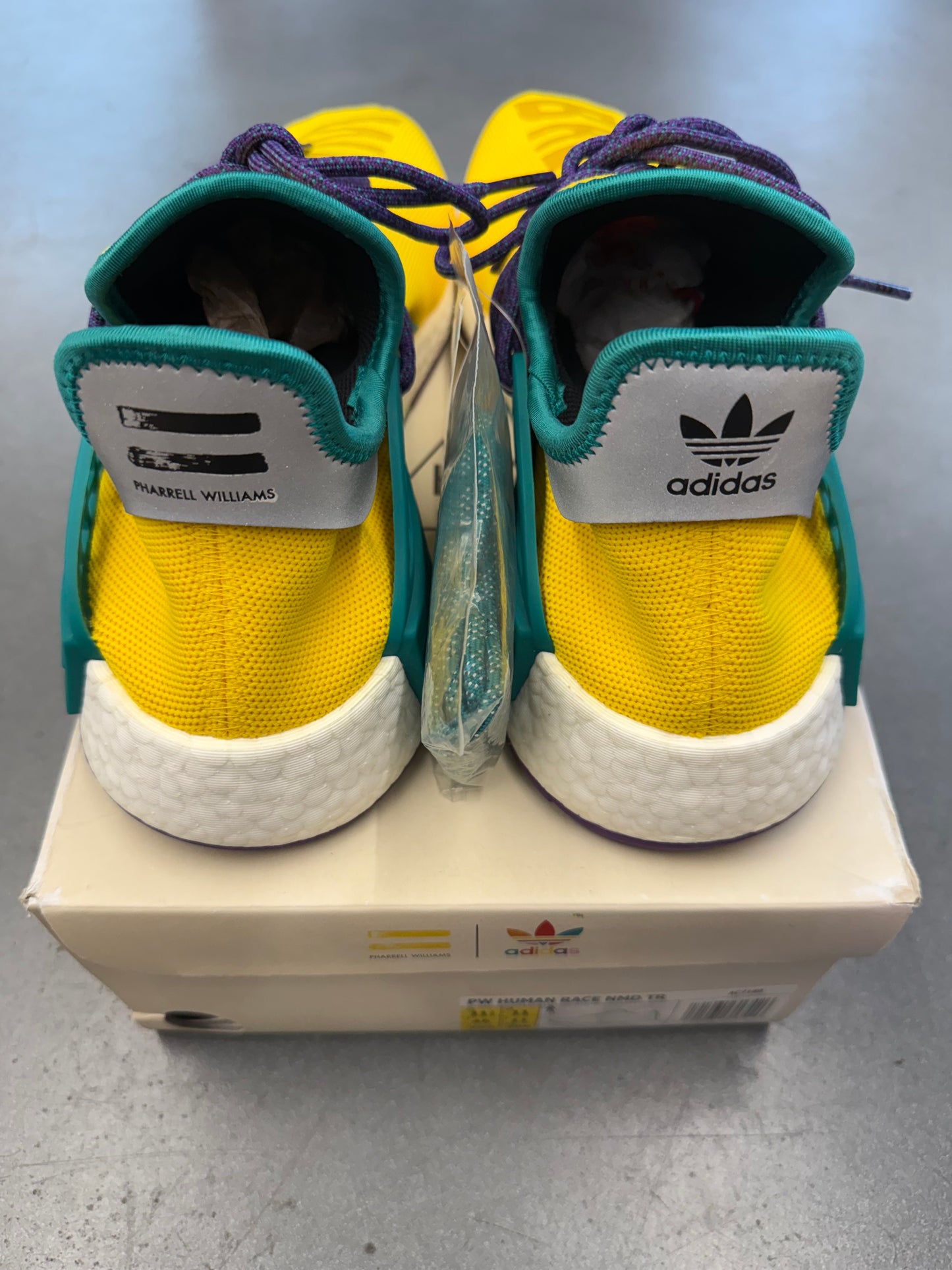 SIZE 11.5 ADIDAS NMD HUMAN RACE PHARRELL YELLOW (F&F) (BRAND NEW WITH BOX)