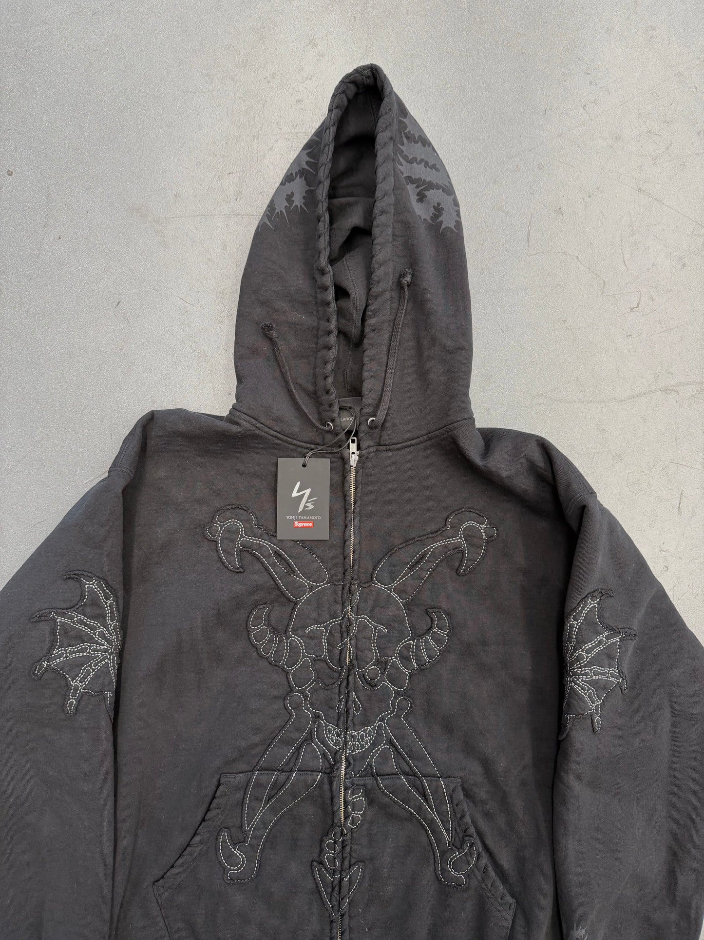 FW25 SUPREME X Y'S BY YOHJI YAMAMOTO ZIP UP HOODED SWEATSHIRT - BLACK (L)