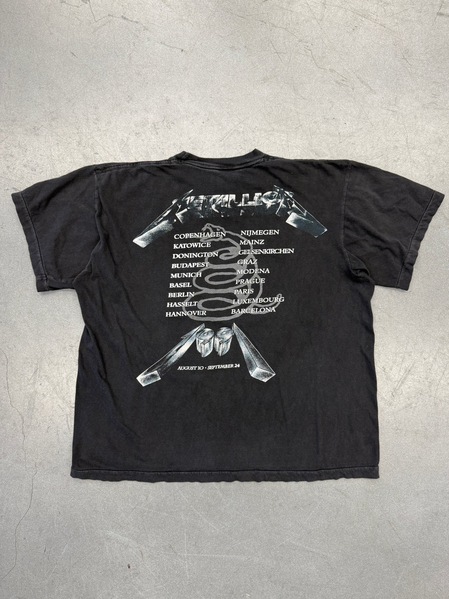 1991 METALLICA 4 FACES HISTORIC DATES TOUR TEE (CUT TAG)