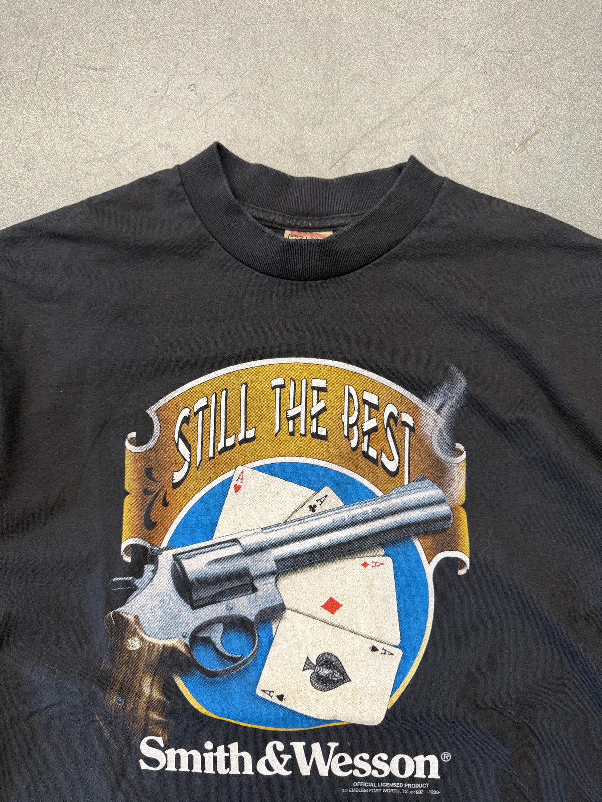1992 SMITH & WESSON "STILL THE BEST" GUN 3D EMBLEM TEE (DELTA TAG)