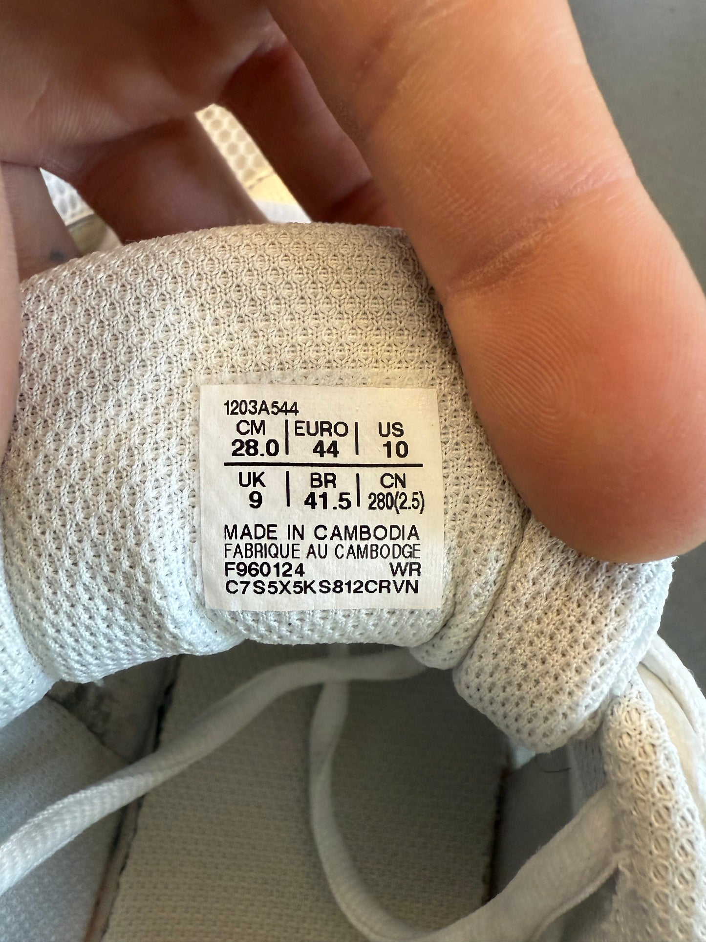 SIZE 10 ASICS GT-2160 WHITE PUTTY (PRE-OWNED, NO BOX)