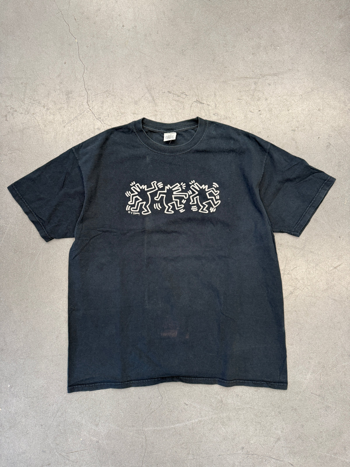 90S VINTAGE KEITH HARING DANCING FIGURES TEE (POP SHOP TAG)