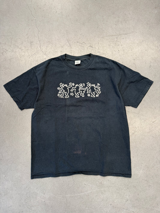 90S VINTAGE KEITH HARING DANCING FIGURES TEE (POP SHOP TAG)