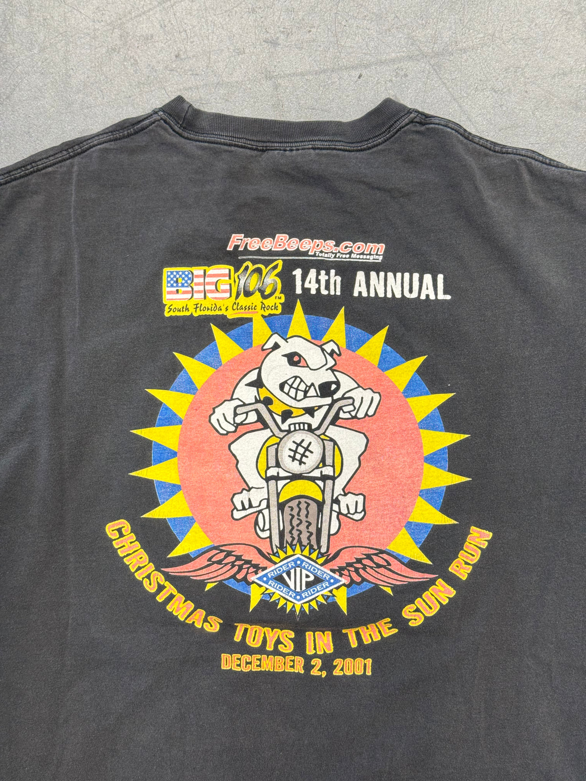 2001 BIG 106 SOUTH FLORIDA'S CLASSIC ROCK 14TH ANNUAL CHRISTMAS TOY DRIVE FLAME LONG SLEEVE TEE (HANES TAG)