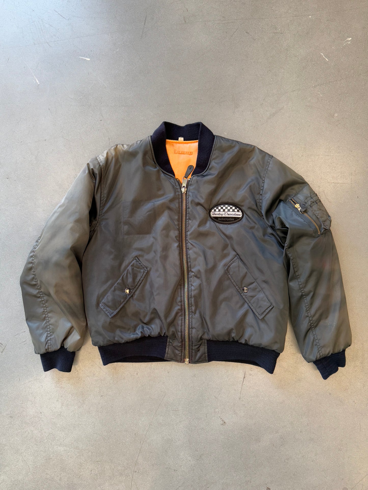 80'S HARLEY-DAVIDSON REVERSIBLE FULL-ZIP FLIGHT BOMBER JACKET