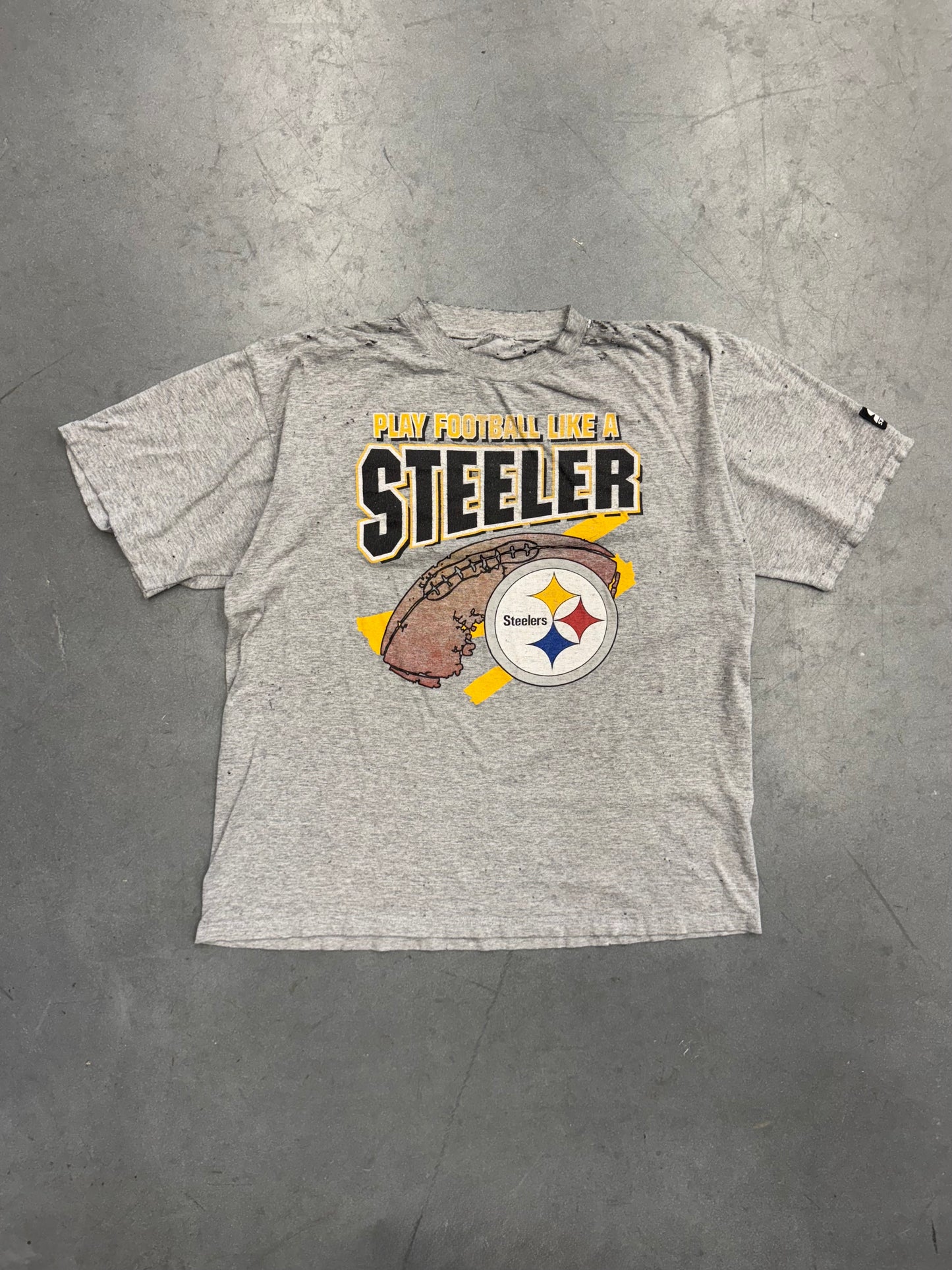 1997 STARTER PITTSBURGH STEELERS TRAINING CAMP DISTRESSED TEE (PULLED TAG)