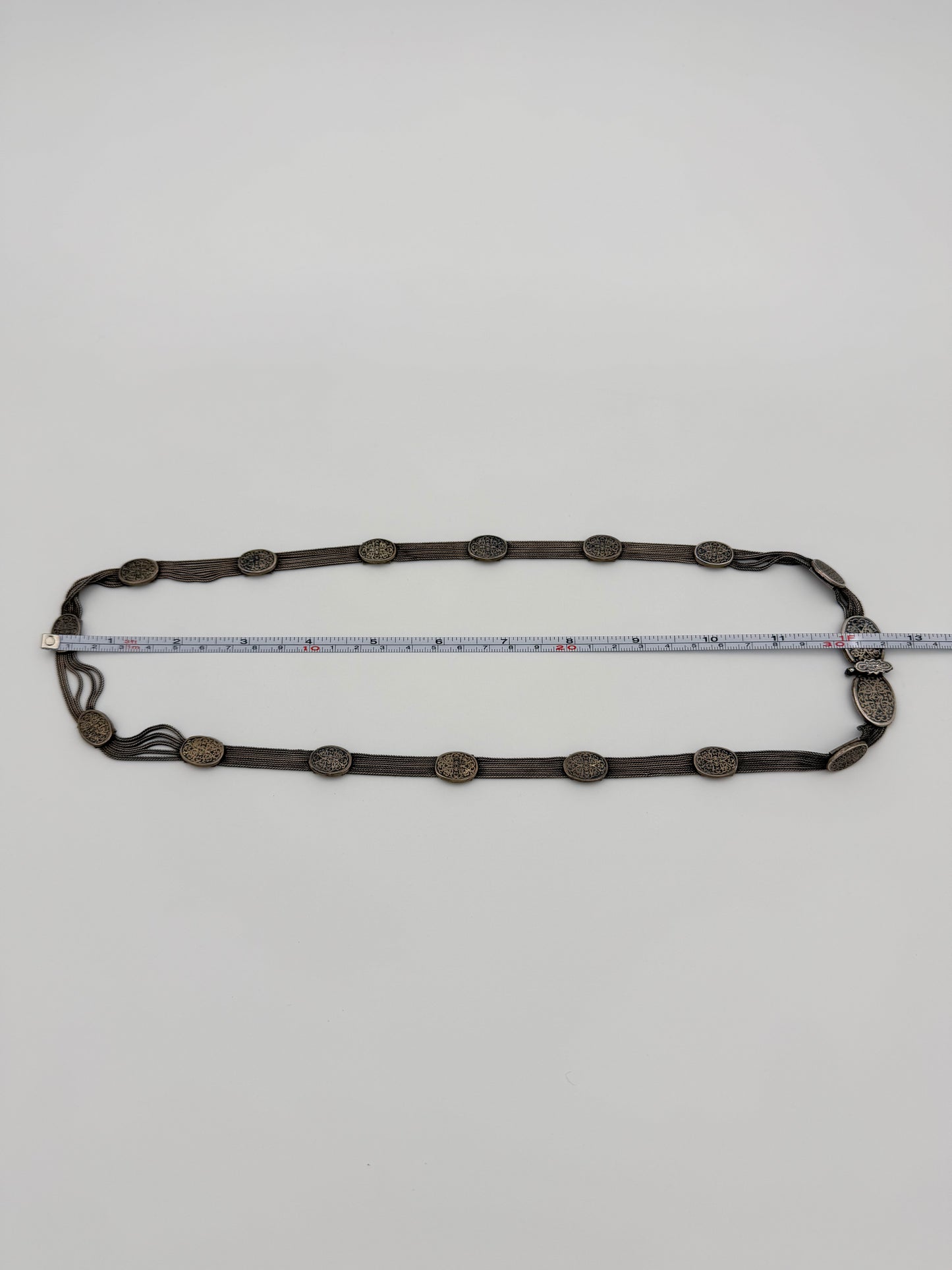 1900'S 5 STRAND ETRUSCAN STYLE SILVER NECKLACE (96.9 GRAMS)