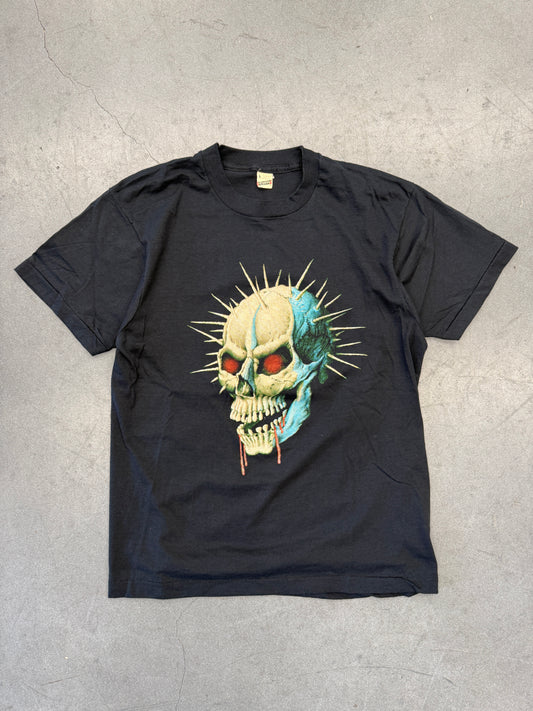 80S VINTAGE SPIKED SKULL TEE (SCREEN STARS TAG)