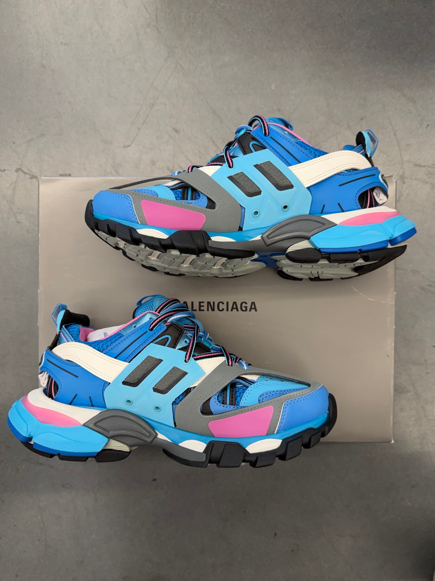 SIZE 38 BALENCIAGA TRACK RUNNERS - BLUE (W/BOX)