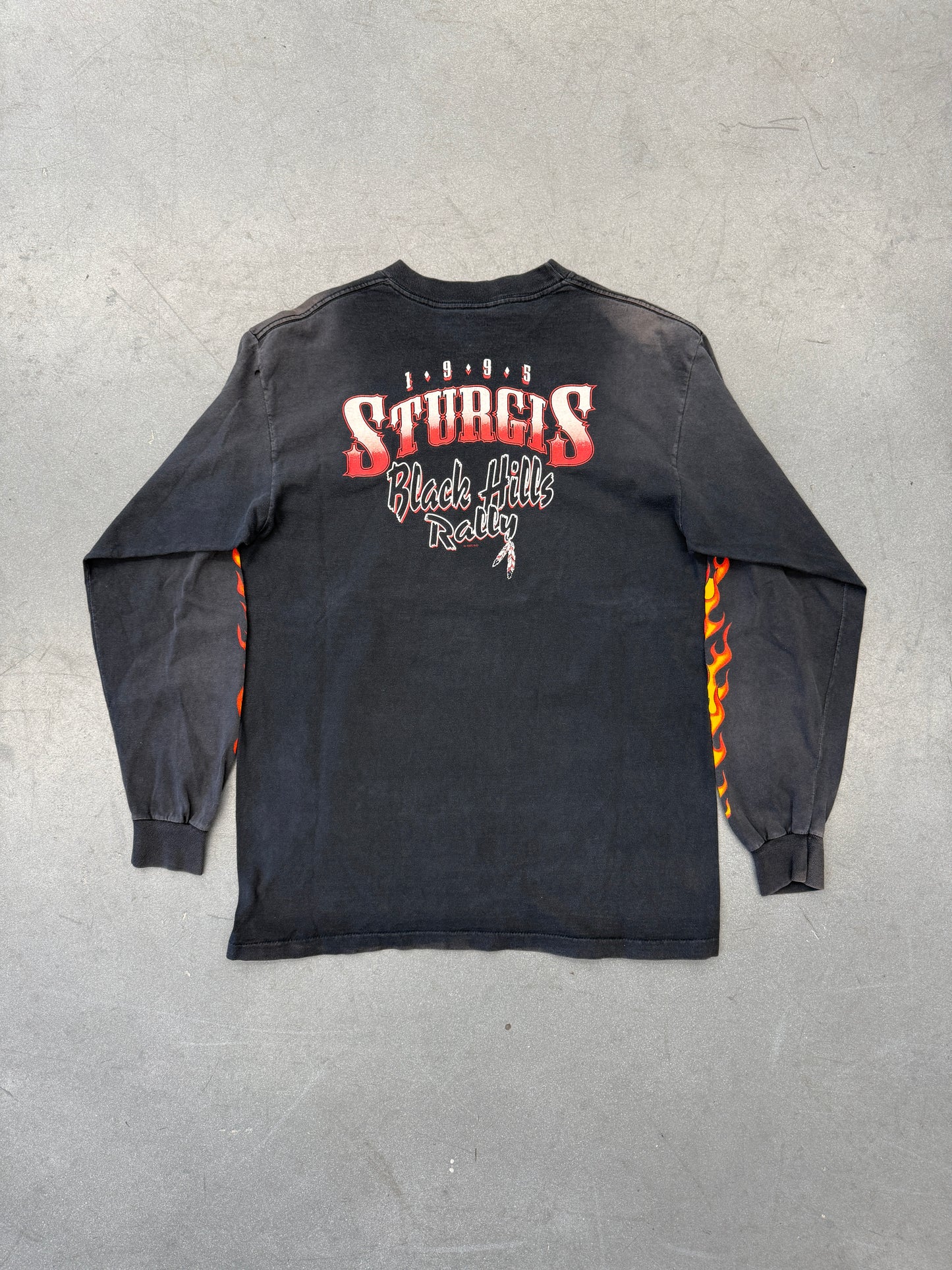 1995 HARLEY-DAVIDSON STURGIS "BLACK HILLS RALLY" LS FLAMES TEE