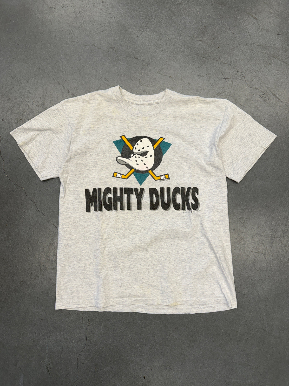 1993 NHL MIGHTY DUCKS CHALK LINE TEE (PULLED TAG)