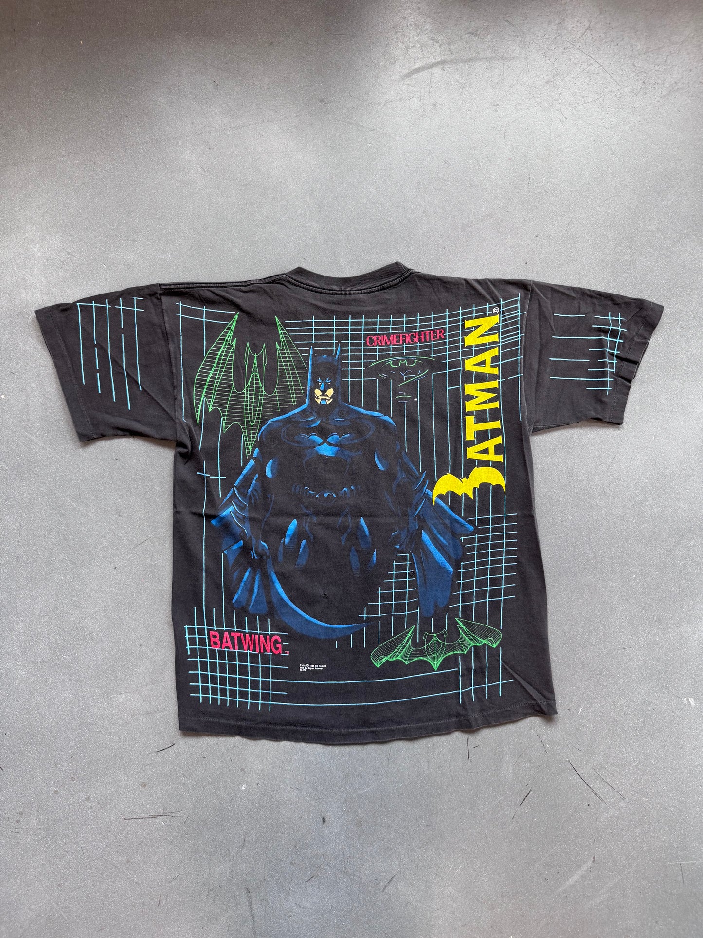 1995 DC COMICS BATMAN BAT-WING AOP TEE (SIGNAL SPORT TAG)