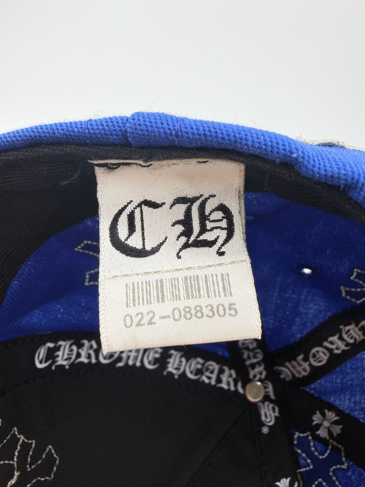 CHROME HEARTS CEMETERY CROSS-PATCH BASEBALL CAP - BLUE/WHITE