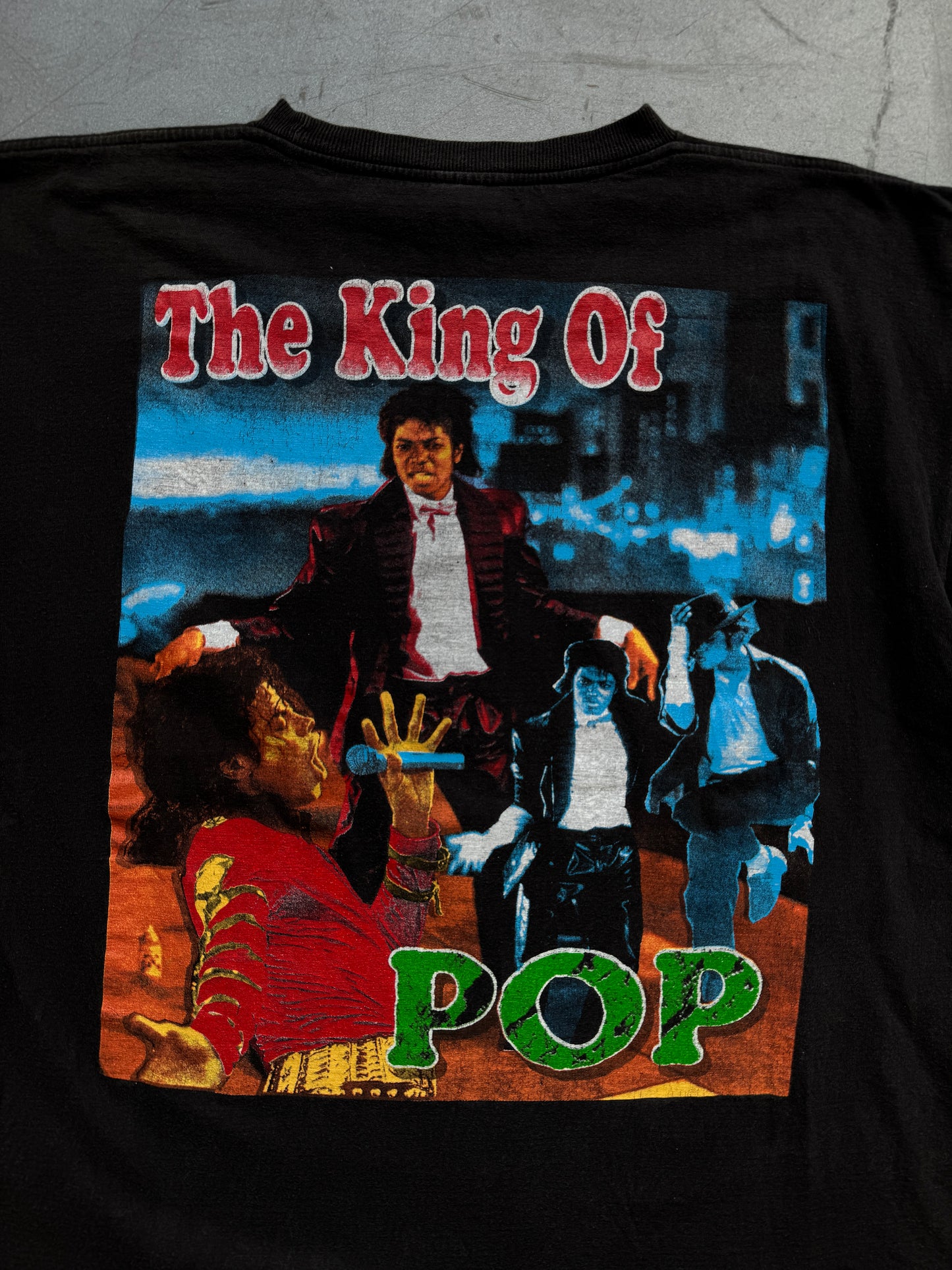 90'S VINTAGE MICHAEL JACKSON KING OF POP BOOTLEG RAP STYLE TEE (FADED TAG)