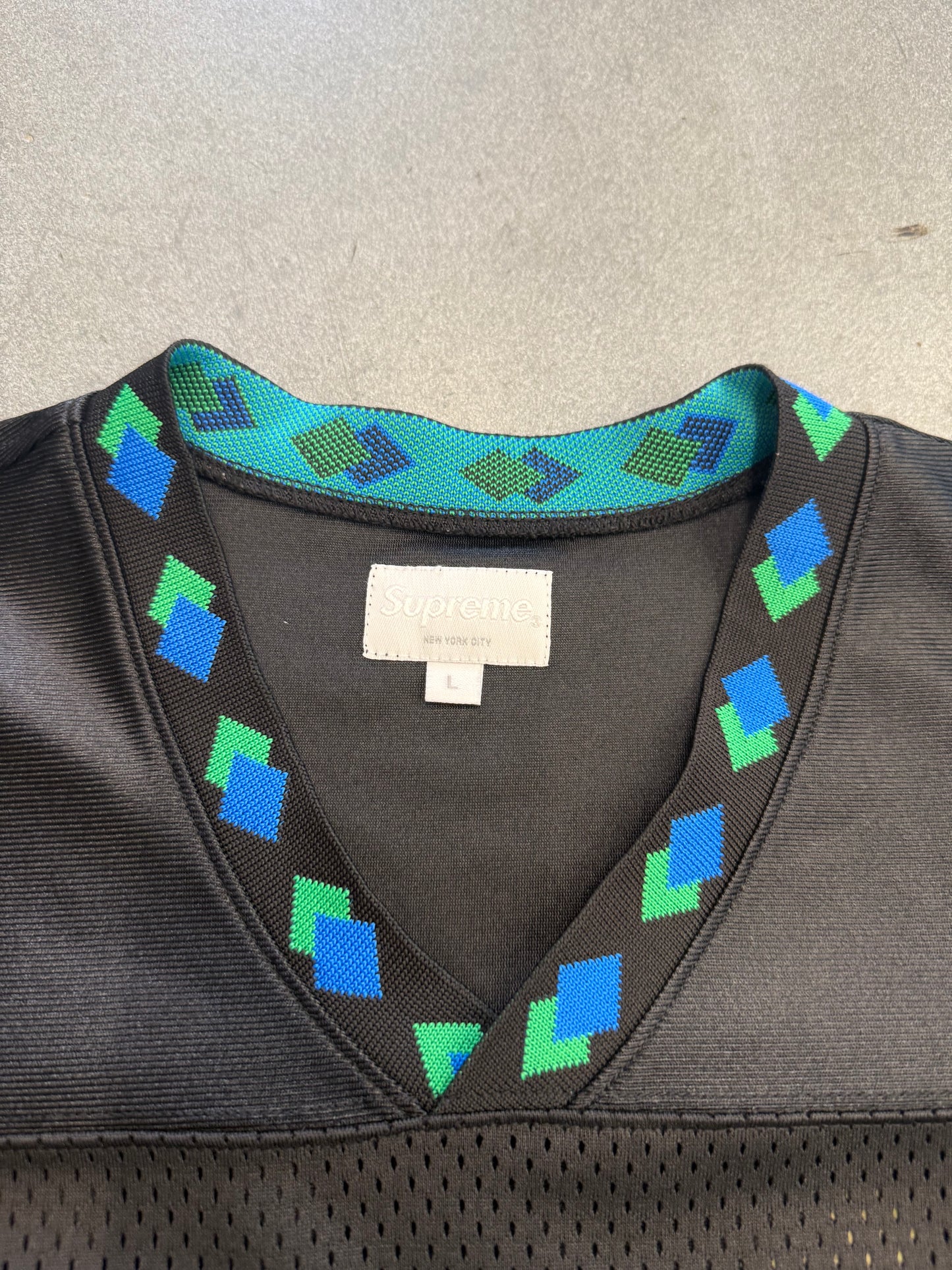 FW13 SUPREME DIAMOND RIB FRIEND OR FOE FOOTBALL JERSEY BLACK