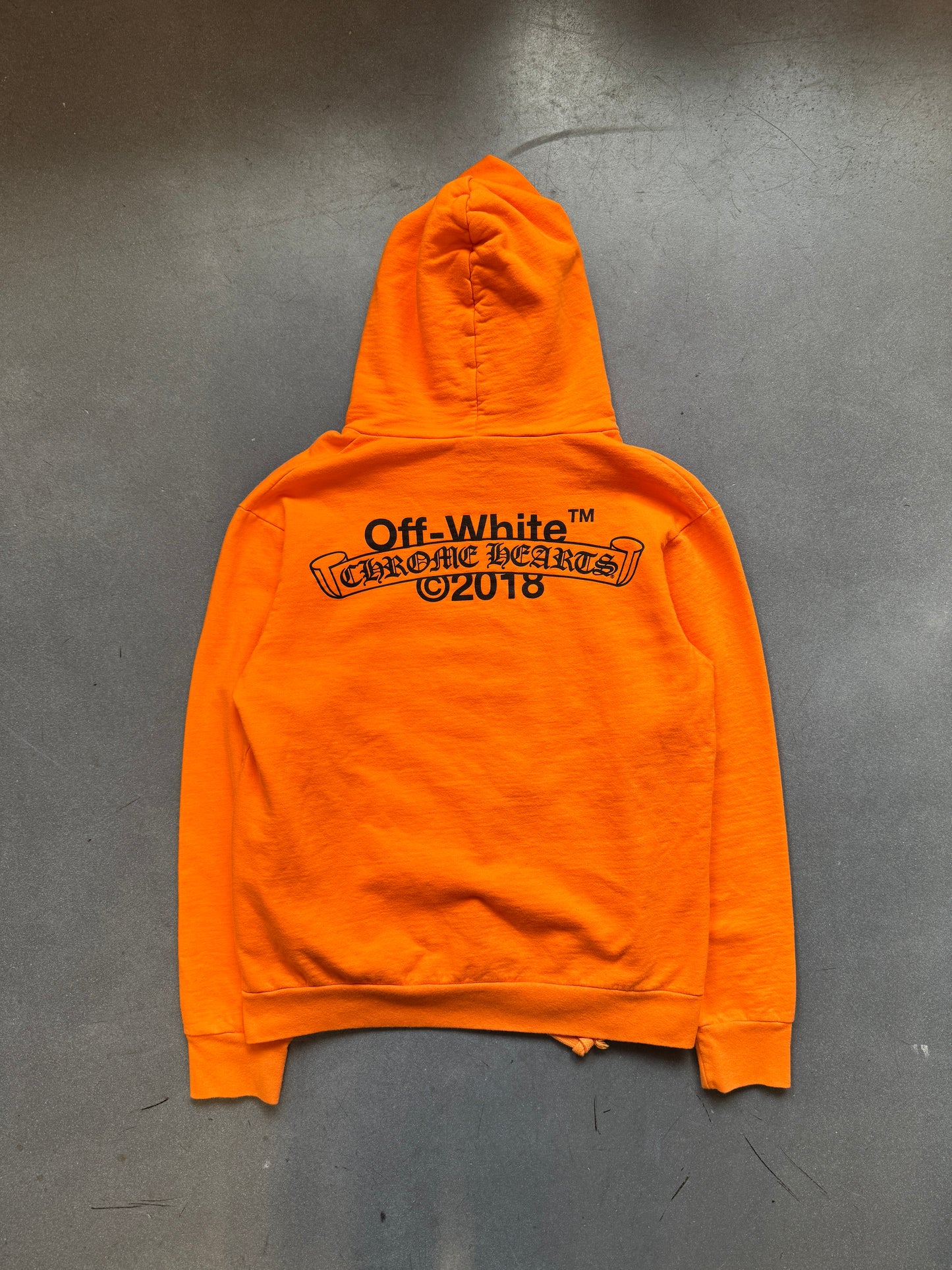 2018 CHROME HEARTS OFF-WHITE PULLOVER HOODIE - ORANGE (L)