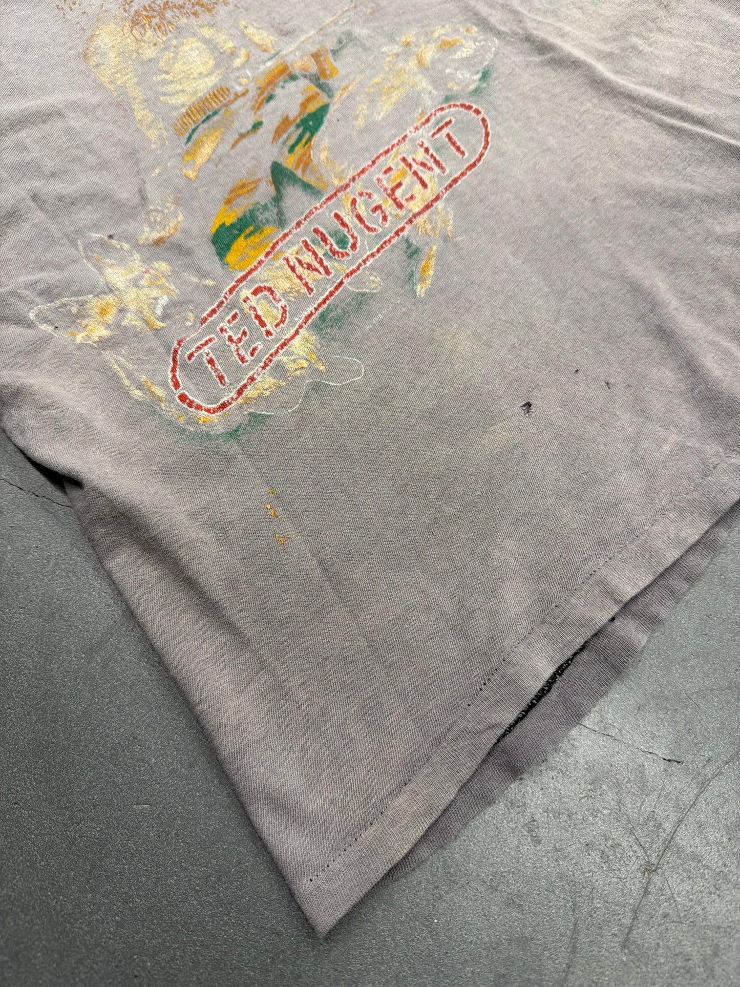 1982 TED NUGENT FADED AND DISTRESSED CUTOFF TEE (HANES TAG)