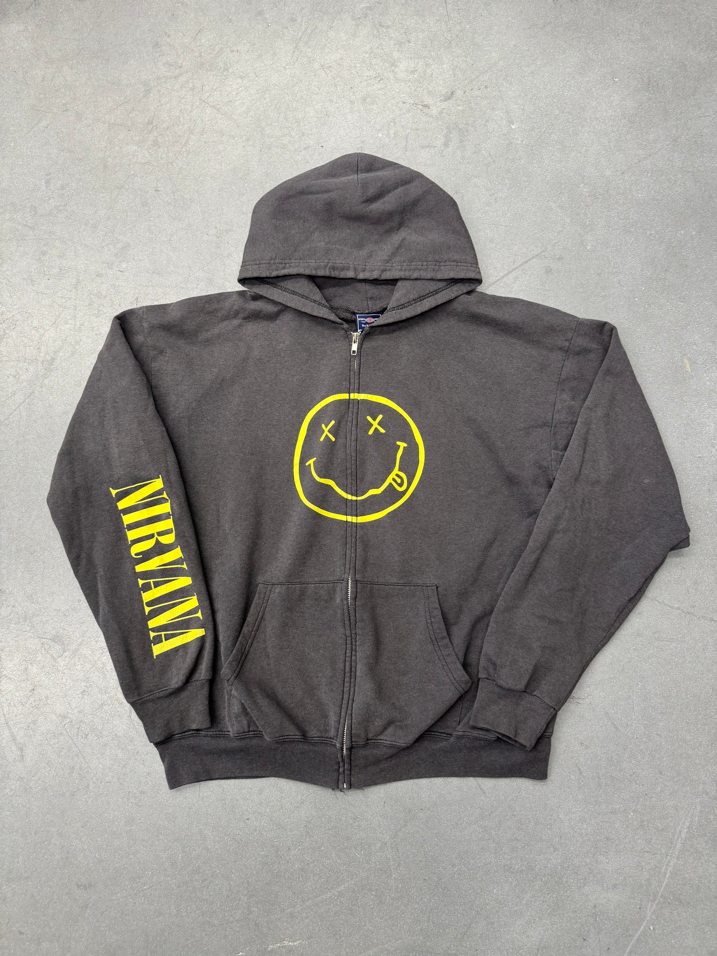 Y2K NIRVANA ZIP UP SMILEY HOODIE (B&B TAG)