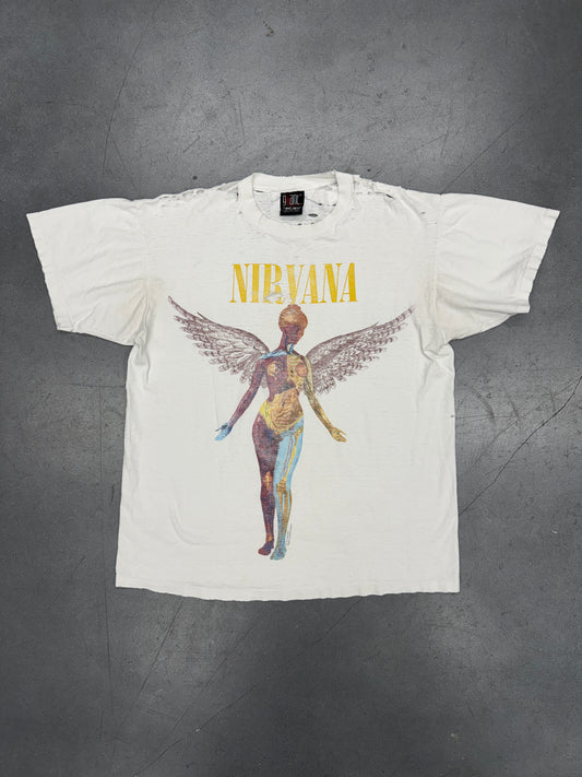 1993 NIRVANA IN UTERO ANGEL DISTRESSED TEE (GIANT TAG)