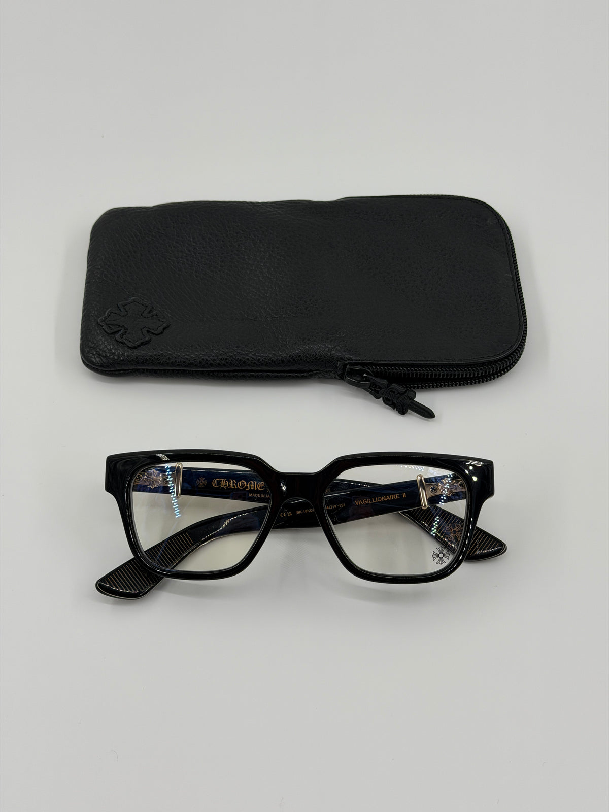 CHROME HEARTS VAGILLIONAIRE II EYEGLASSES - BLACK/GOLD