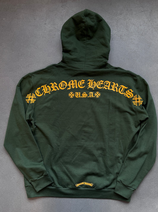 CHROME HEARTS ONLINE EXCLUSIVE 'GREEN ORANGE' PULLOVER HOODIE (NEW) (L)