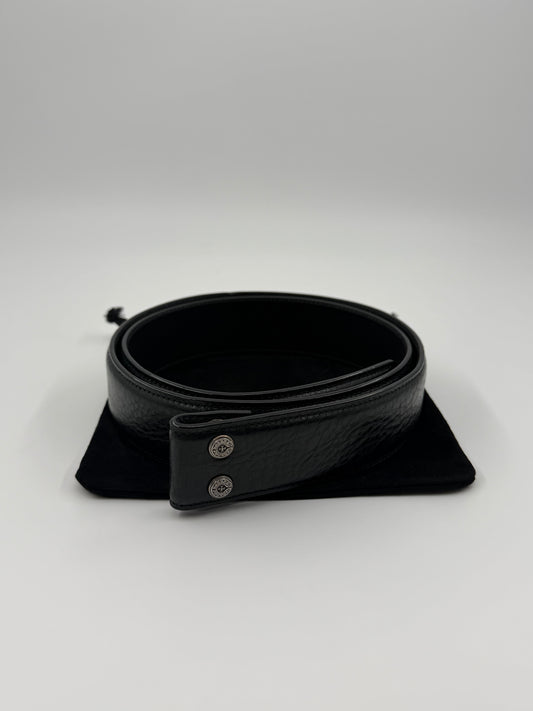 CHROME HEARTS 1.5" BLACK LEATHER BELT STRAP - 36