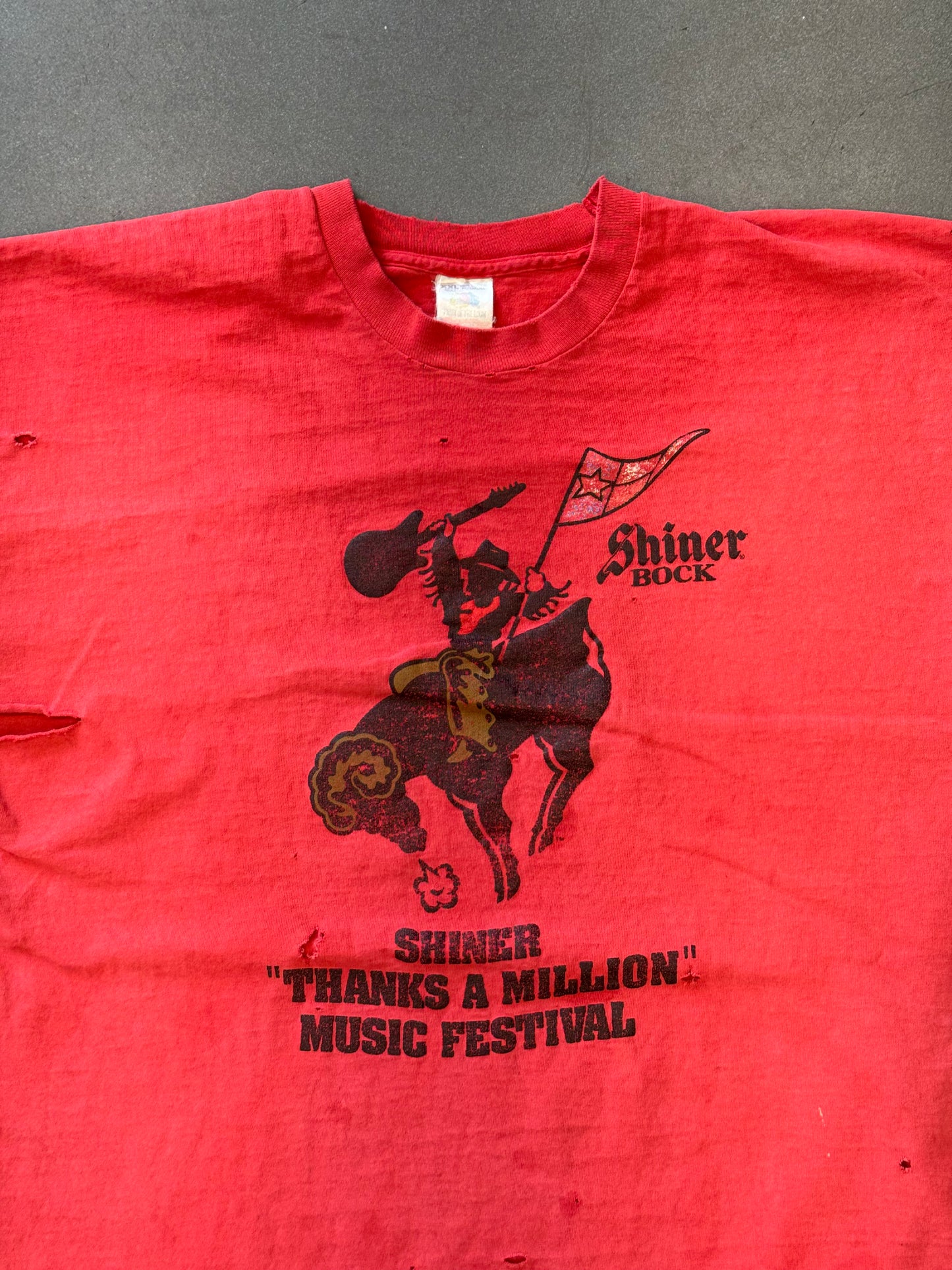 1994 SHINER MUSIC FESTIVAL EVENT STAFF DISTRESSED TEE (FOTL TAG)