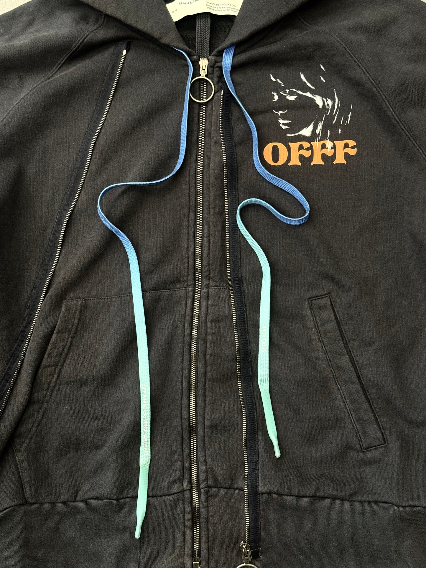 FW19 OFF-WHITE VIRGIL ABLOH PORTRAIT FACE DOUBLE ZIP HOODIE