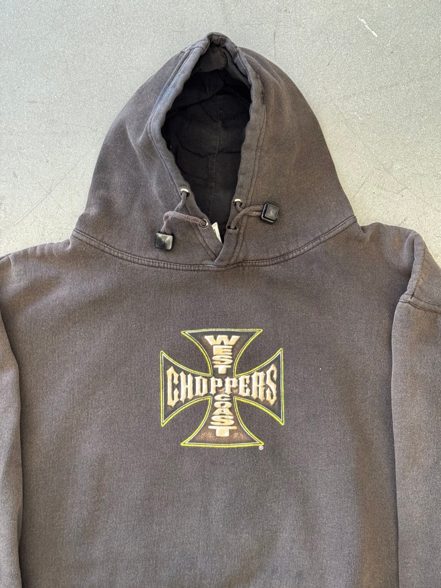 VINTAGE WEST COAST CHOPPERS LONG BEACH ORANGE BIKE PULLOVER HOODIE (JESSE WHO TAG)