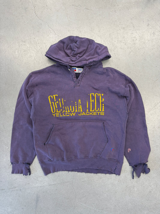 90'S GEORGIA TECH YELLOW JACKETS RUSSELL ATHLETIC DISTRESSED PULLOVER HOODIE