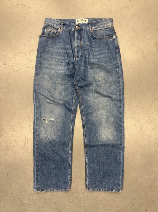 LOEWE MENS DISTRESSED KNEE JEANS