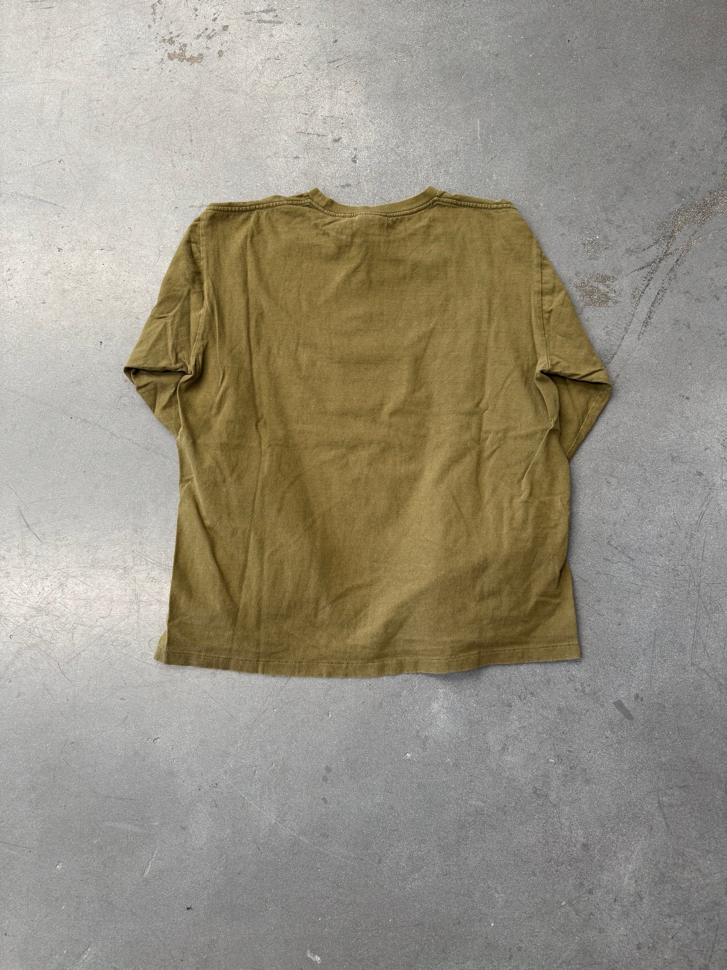 BAPE A BATHING APE LS COLLEGE TEE - OLIVE