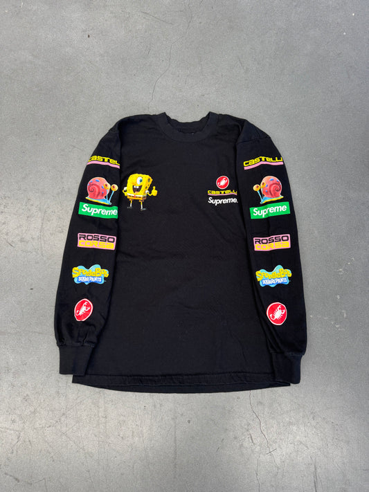 SS25 SUPREME SPONGEBOB CASTELLI RACING LONG SLEEVE TEE BLACK - SMALL