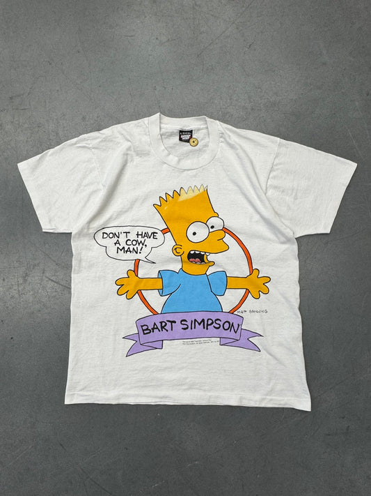 1990 THE SIMPSONS BART SIMPSON "DON'T HAVE A COW, MAN!" TEE (SCREEN STARS BEST TAG)