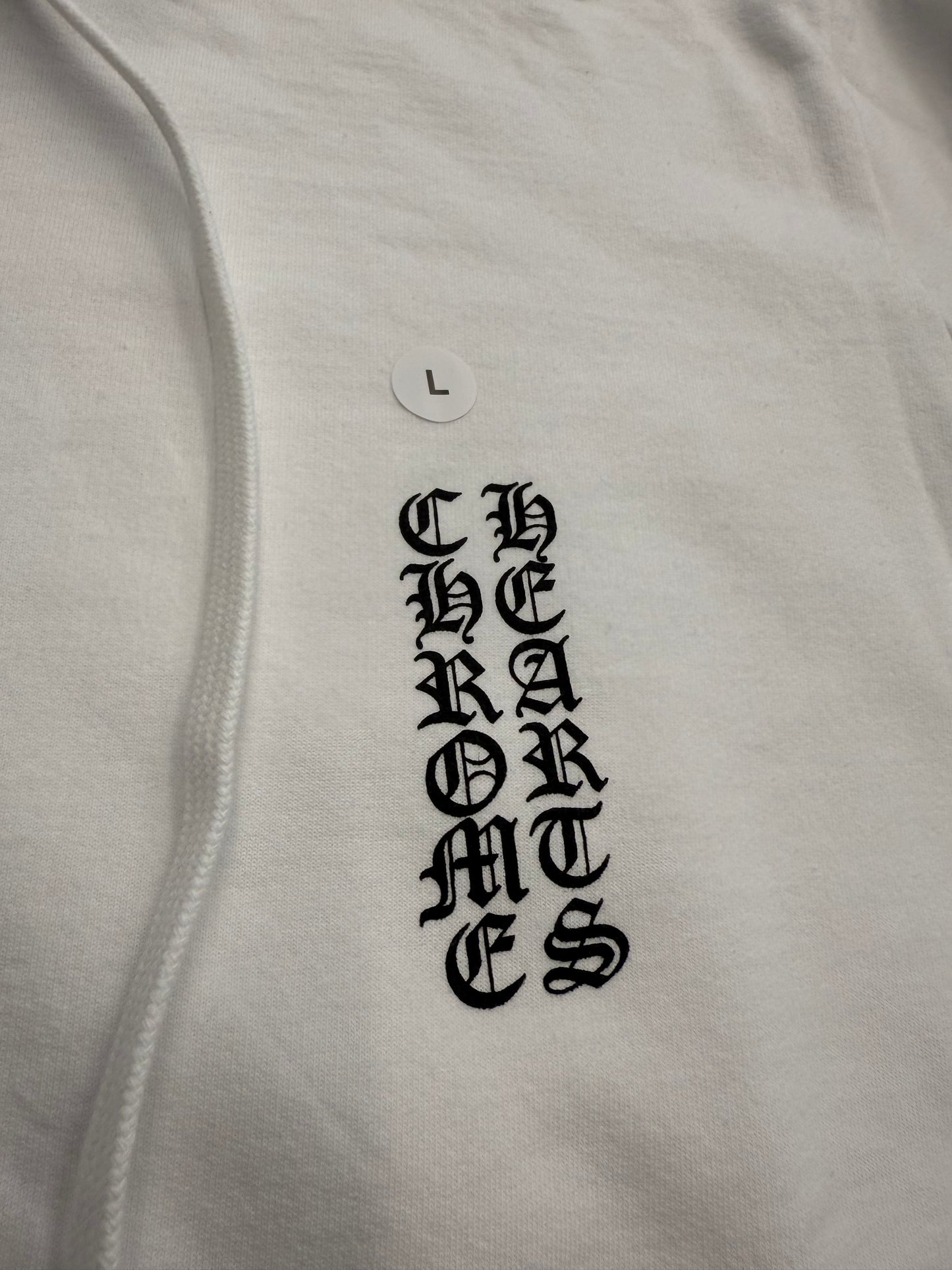 CHROME HEARTS VERTICAL LOGO ZIP UP HOODIE - WHITE