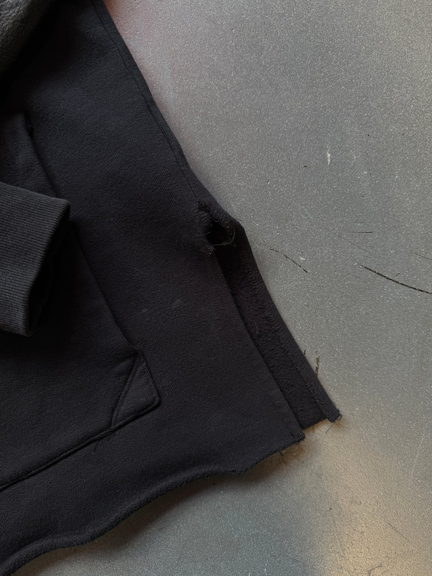 CHROME HEARTS LEATHER SLEEVE Y NOT HOODIE - BLACK (S)