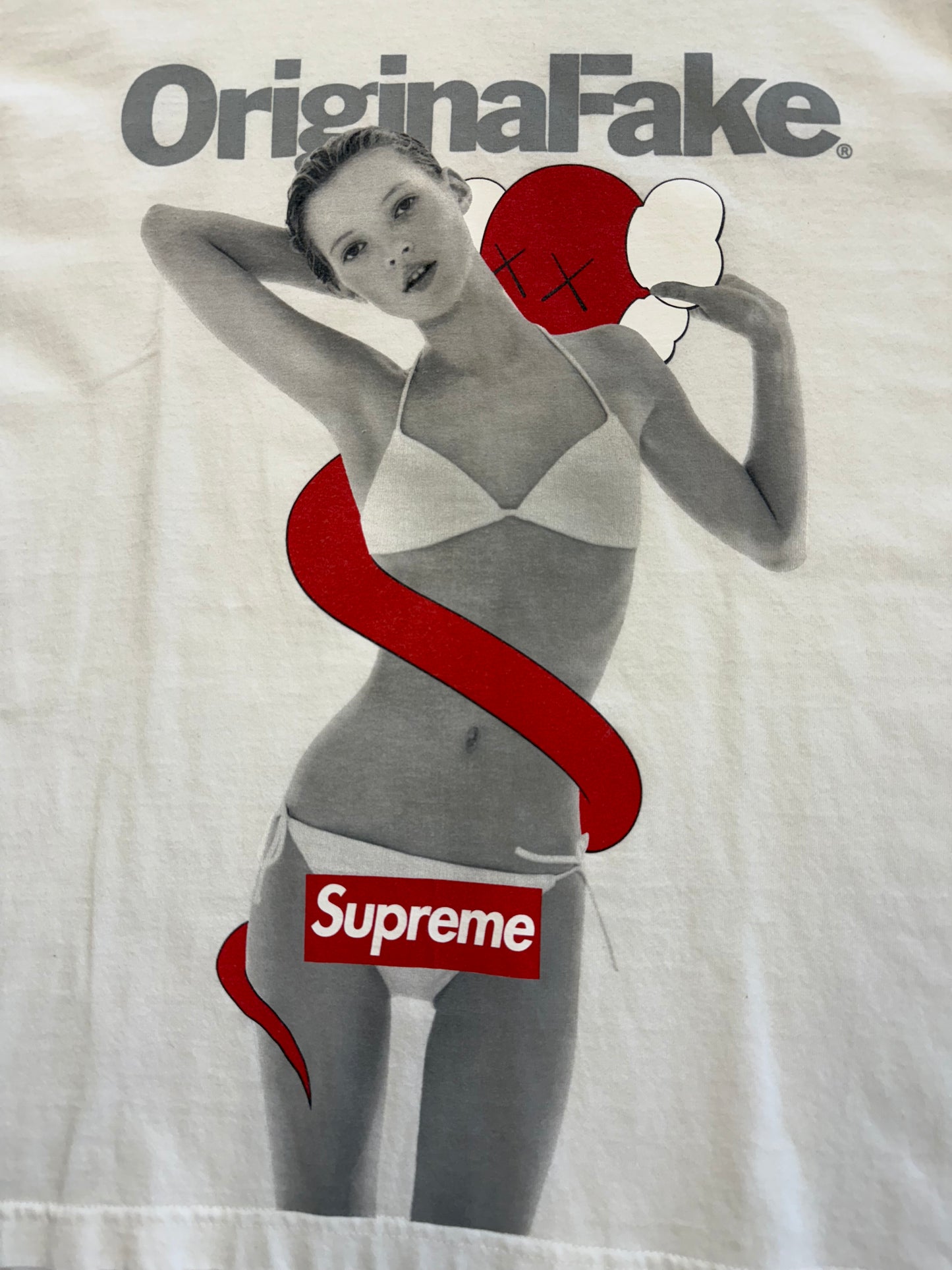 2008 SUPREME ORIGINAL FAKE KAWS KATE MOSS 10TH ANNIVERSARY TEE