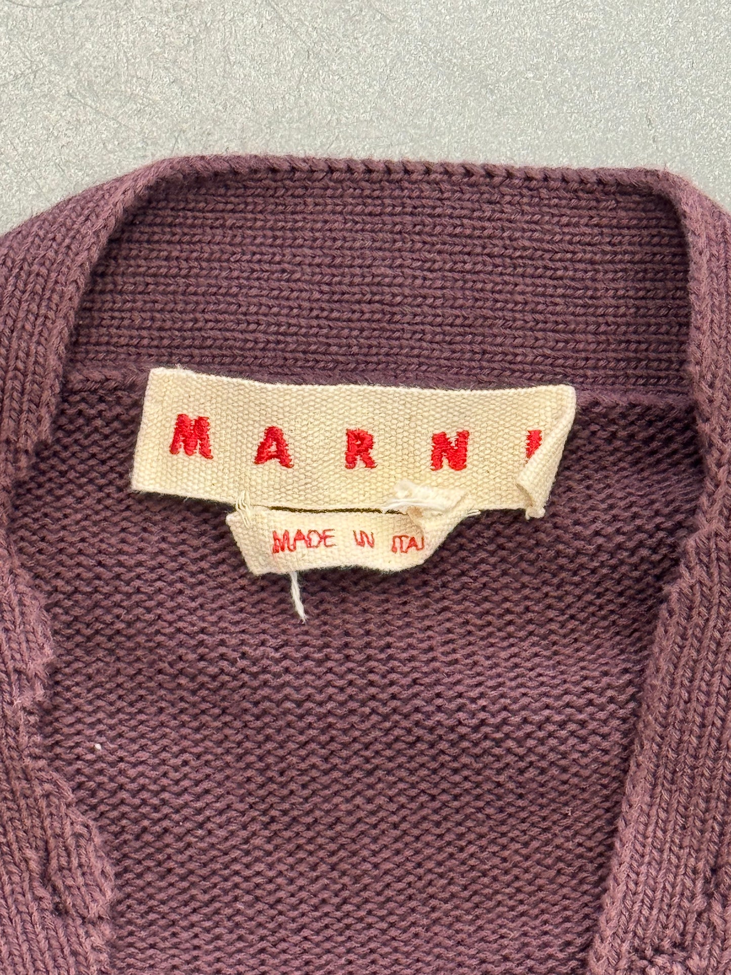 MARNI V-NECK DISTRESSED CARDIGAN