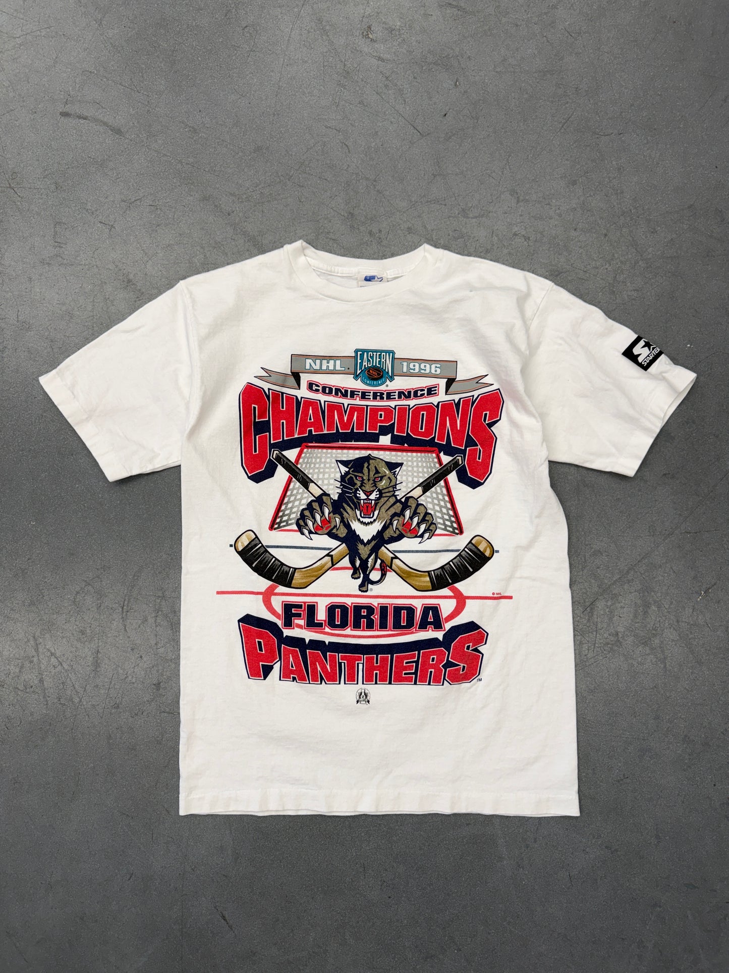1996 NHL EASTERN CONFERENCE CHAMPIONS FLORIDA PANTHERS TEE (STARTER TAG)