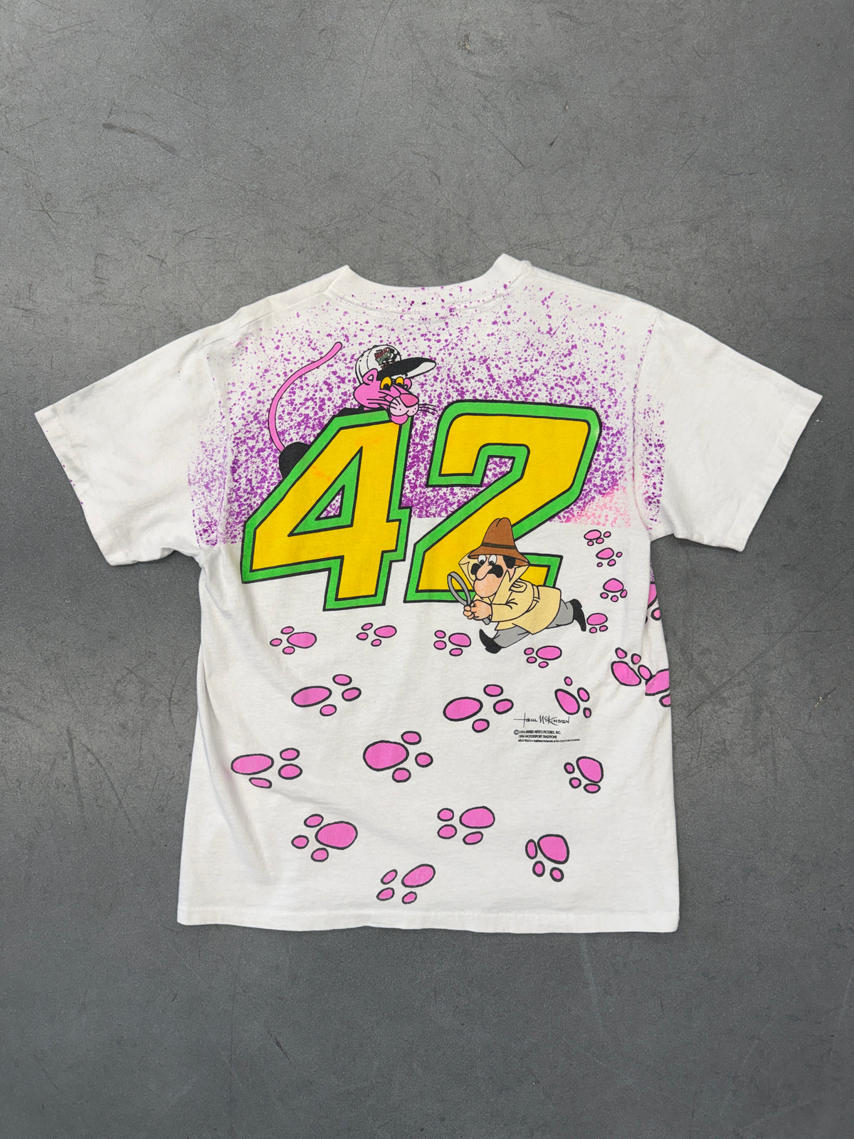 1994 KYLE PETTY PINK PANTHER NASCAR TEE (PULLED TAG)