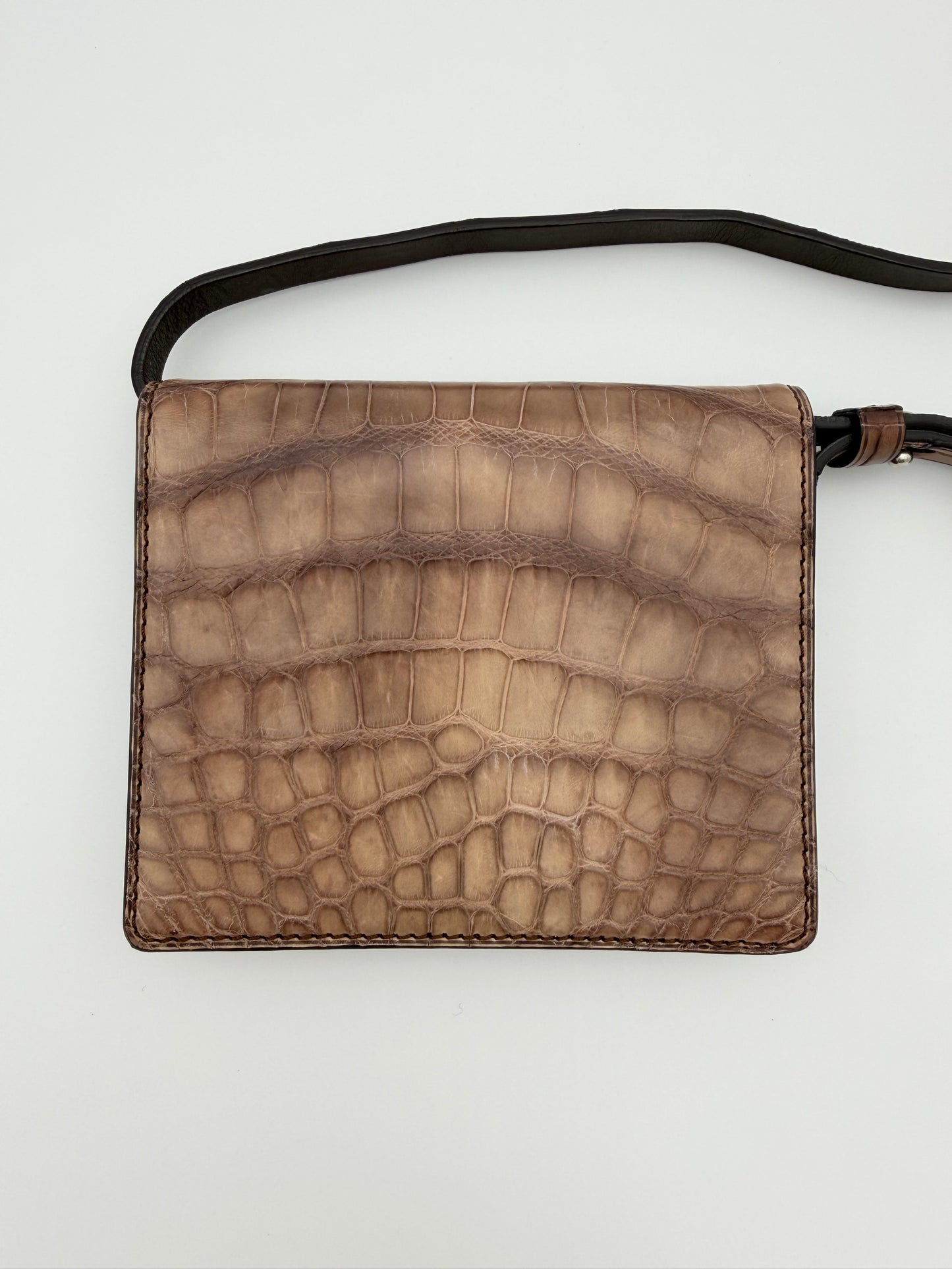 BRUNELLO CUCINELLI CROCODILE SMALL CRISSCROSS BAG