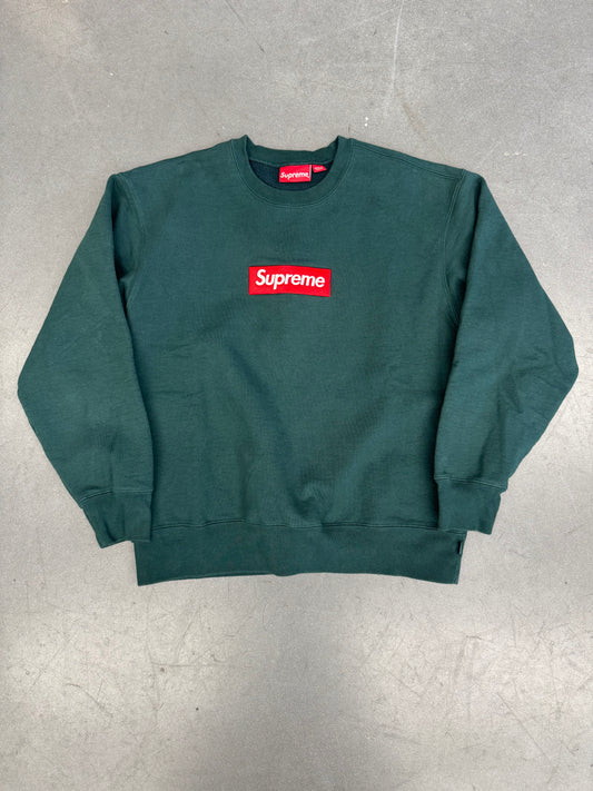 FW22 SUPREME BOX LOGO CREWNECK - DARK PINE