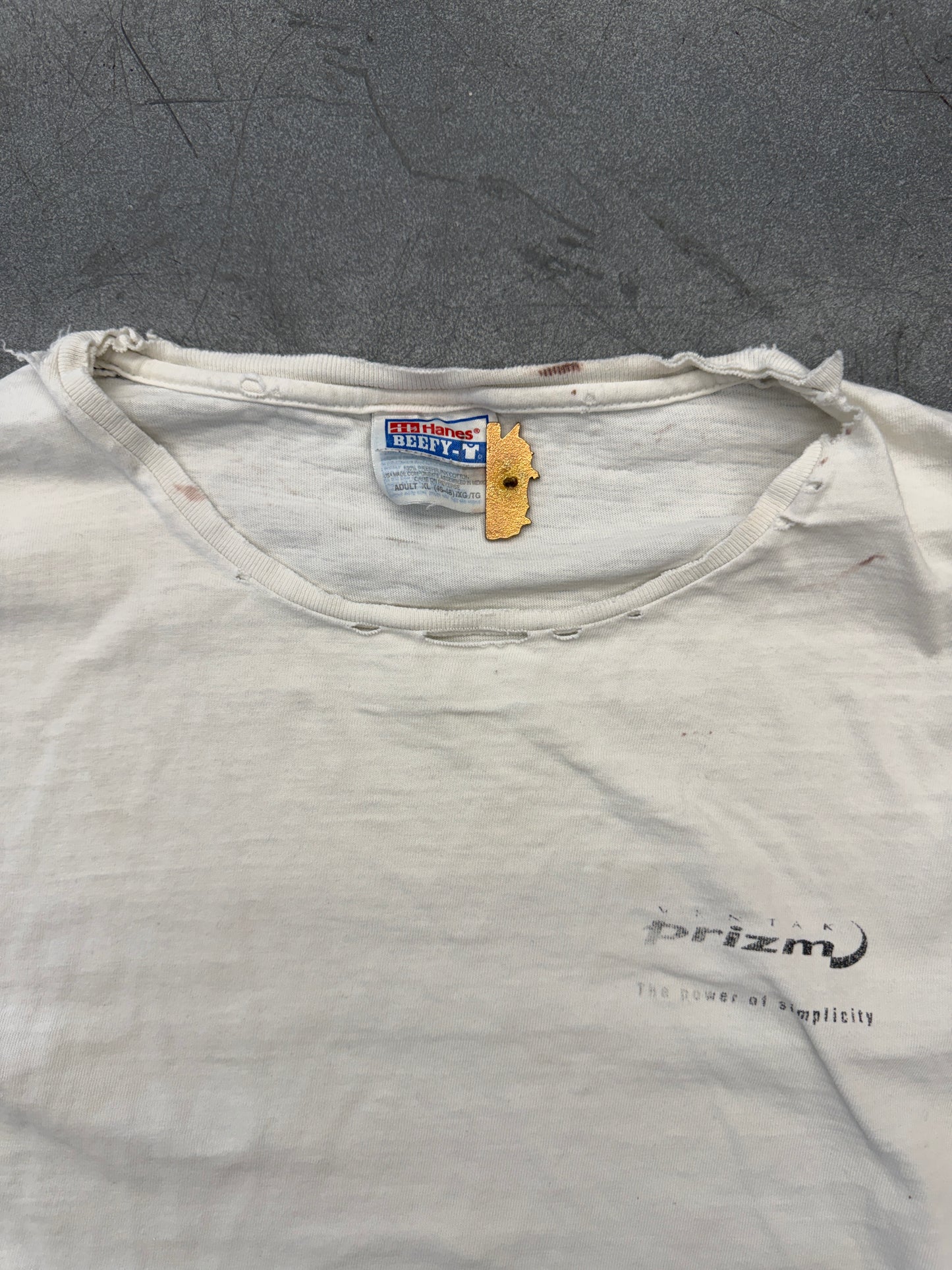 90S VINTAK PRIZM "THE POWER OF SIMPLICITY" DISTRESSED LS TEE (HANES TAG)