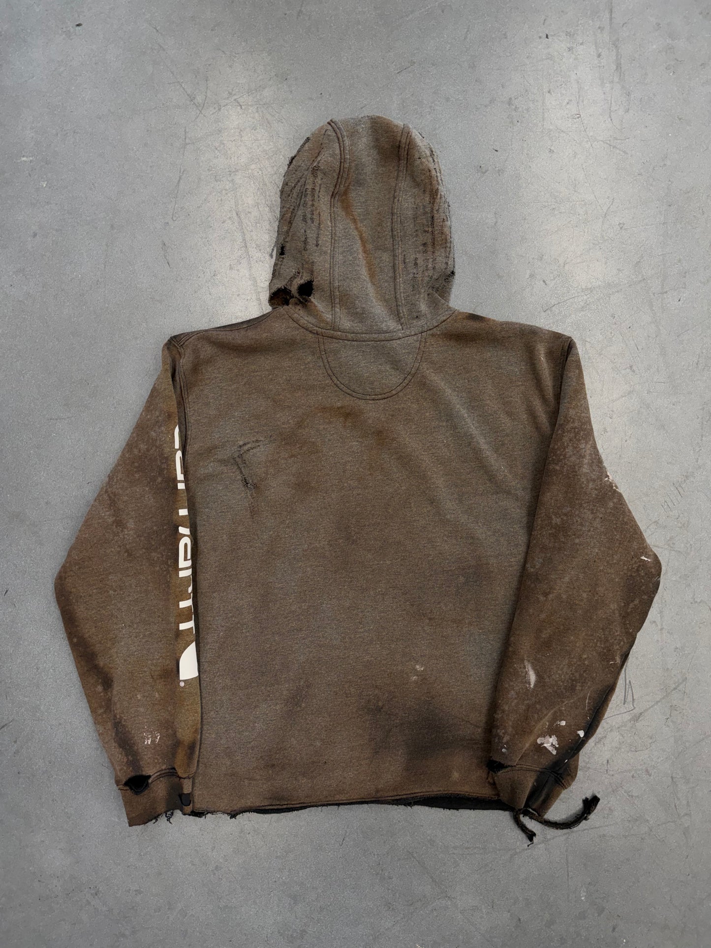 Y2K CARHARTT FADED DISTRESSED PAINT SPLATTERED THRASHED HOODIE K288BLK ORIGINAL FIT