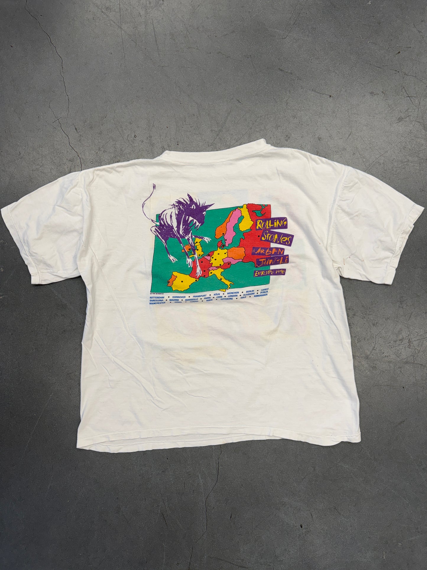 1989 ROLLING STONES URBAN JUNGLE EUROPE 1990 TOUR ANDY WARHOL INSPIRED TEE (PULLED TAG)