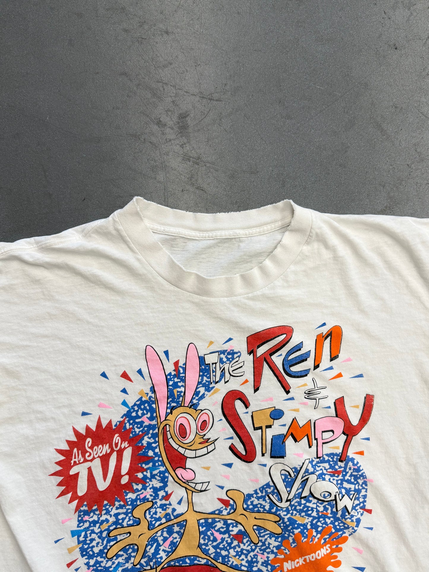 1992 THE REN & STIMPY SHOW AS SEEN ON TV NICKTOONS TEE (PULLED TAG)