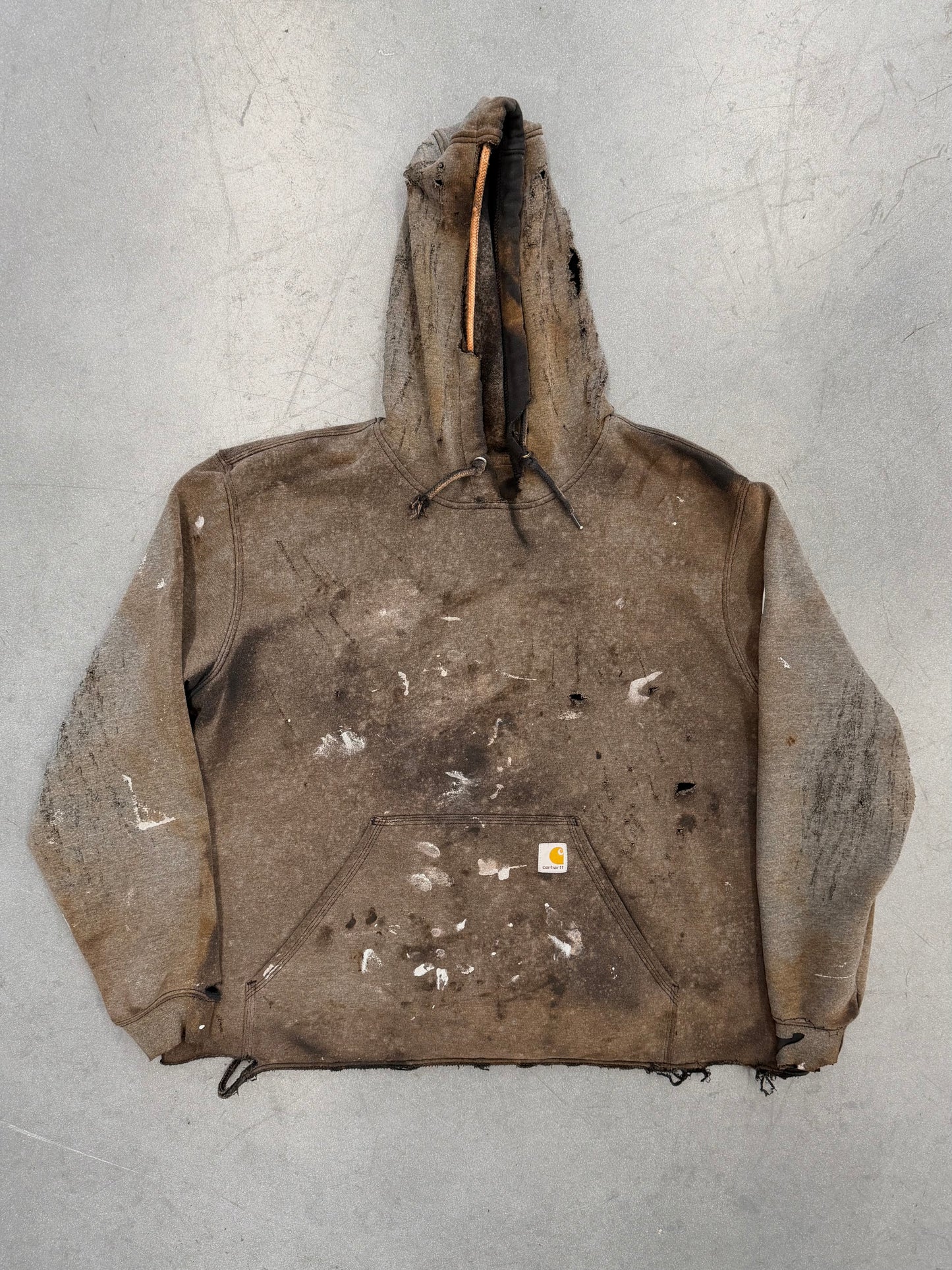 Y2K CARHARTT FADED DISTRESSED PAINT SPLATTERED THRASHED HOODIE K288BLK ORIGINAL FIT