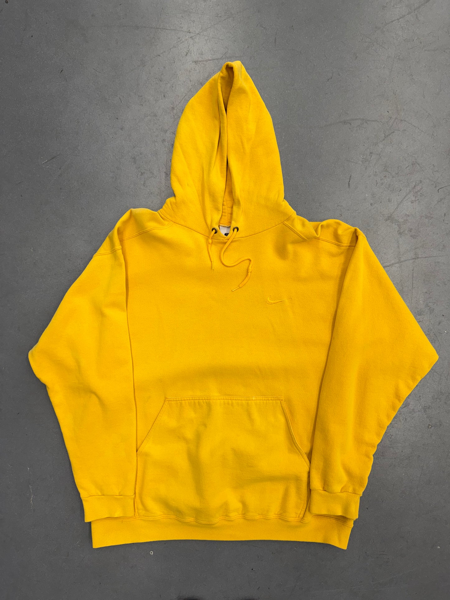 90'S NIKE SIDE SWOOSH PULLOVER HOODIE (WHITE NIKE TAG) - MUSTARD